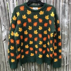 Kiel James Patrick Cozy Cabin Sweater Size Medium Fall Leaves Wool Blend